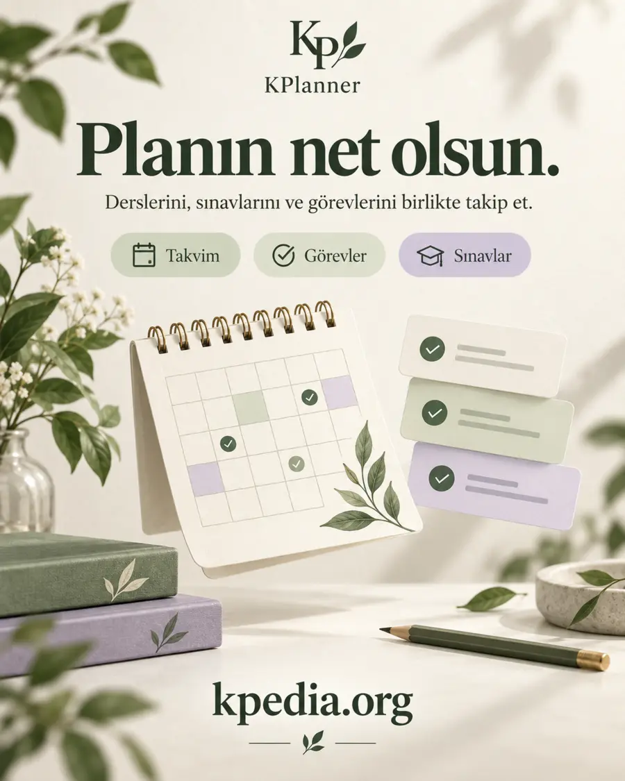 KPlanner takvim, görev ve sınav planlama özellikleri