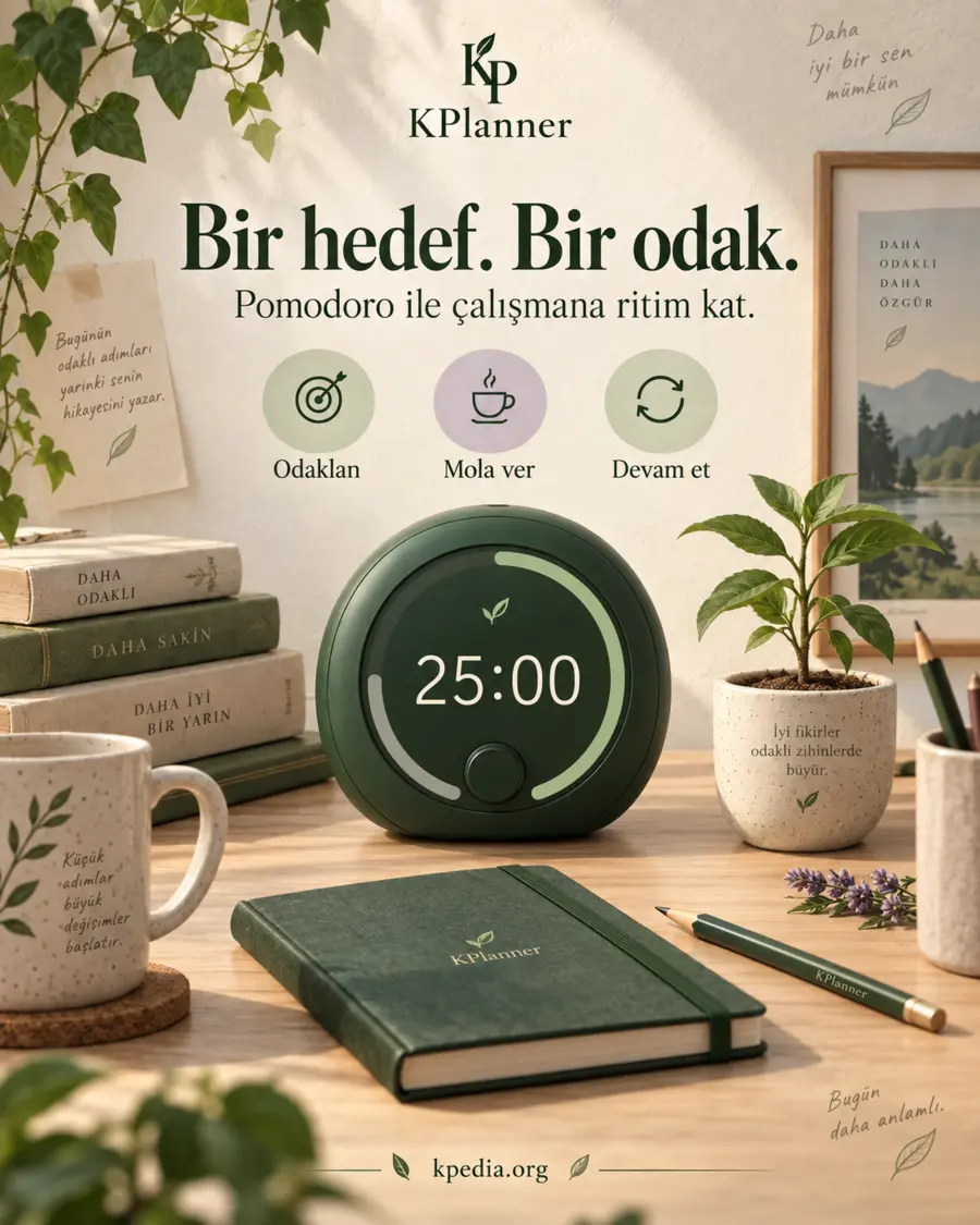 KPlanner Pomodoro odak zamanlayıcısı